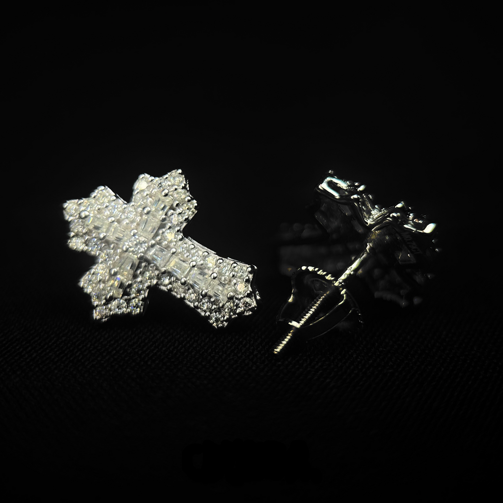 15.5MM VVS Baguette Cross Earrings