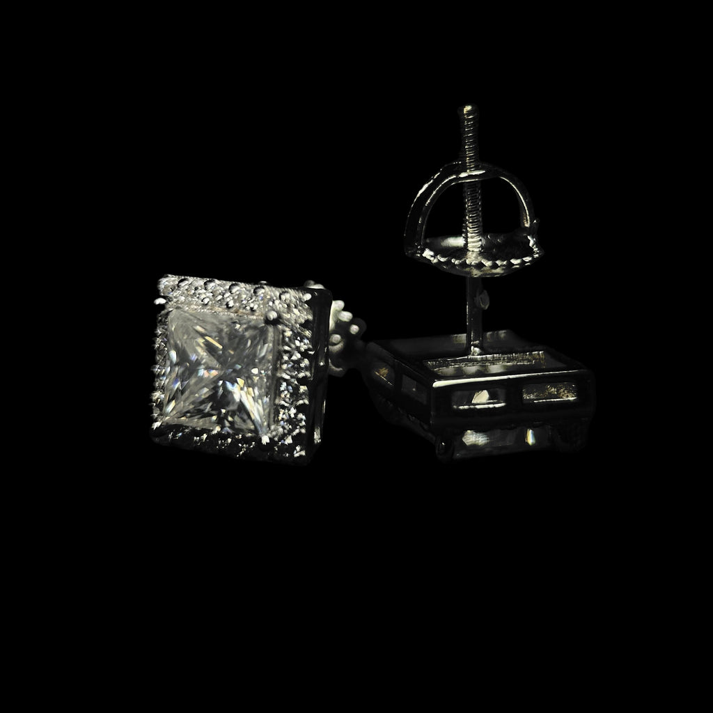 8MM VVS Princess Cut Halo Earrings