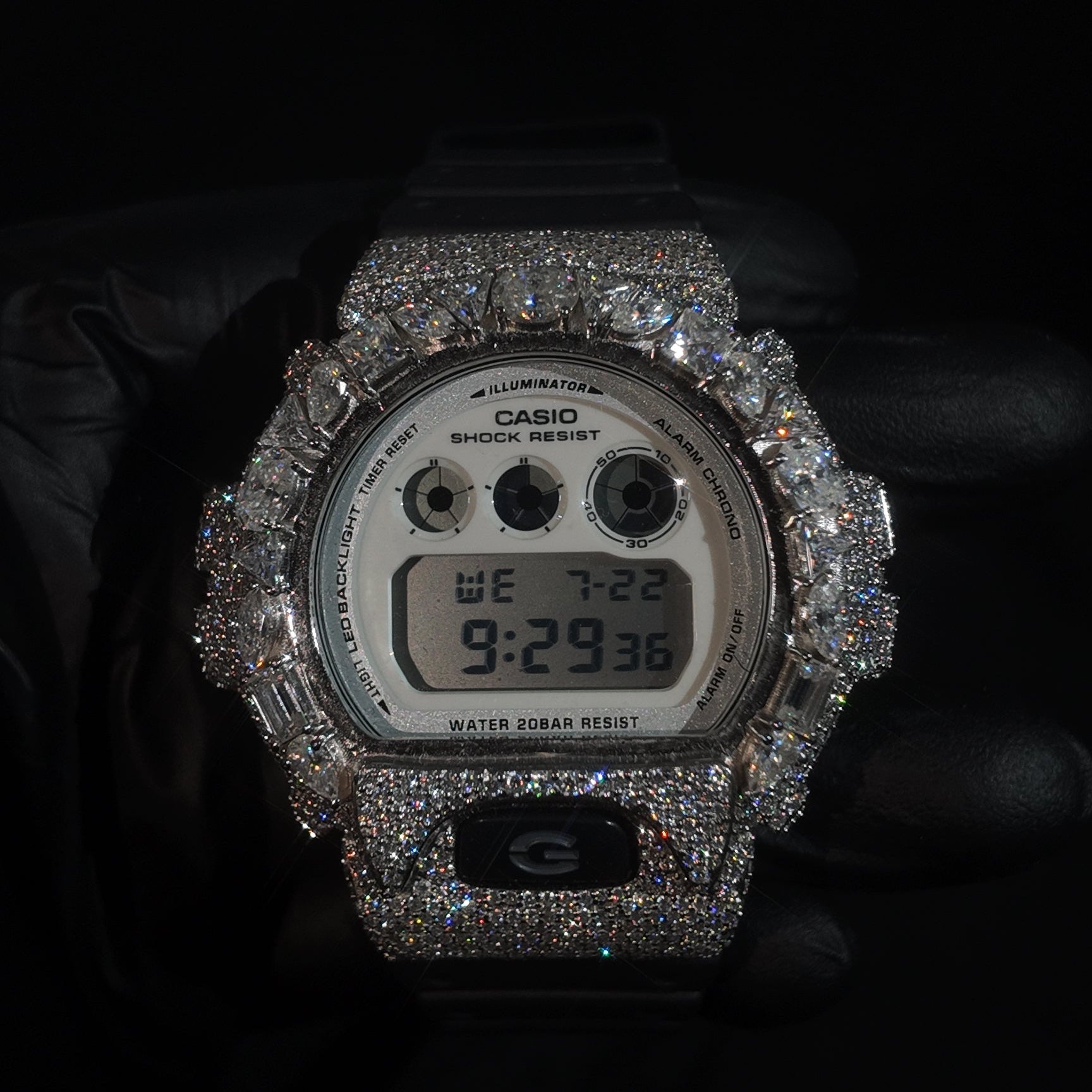 White/Black Fancy Cut Iced Out G Shock Watch