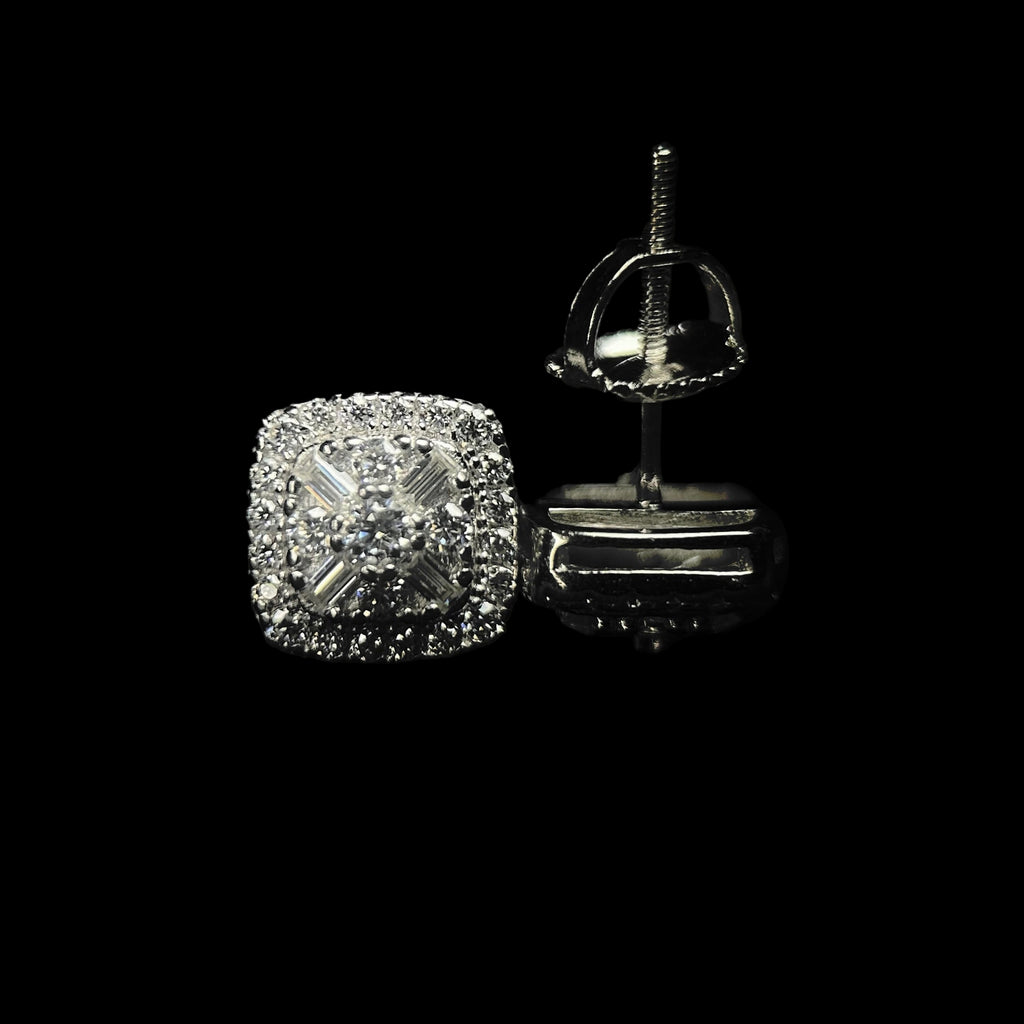 8MM VVS Round Square Emerald Cut Earrings