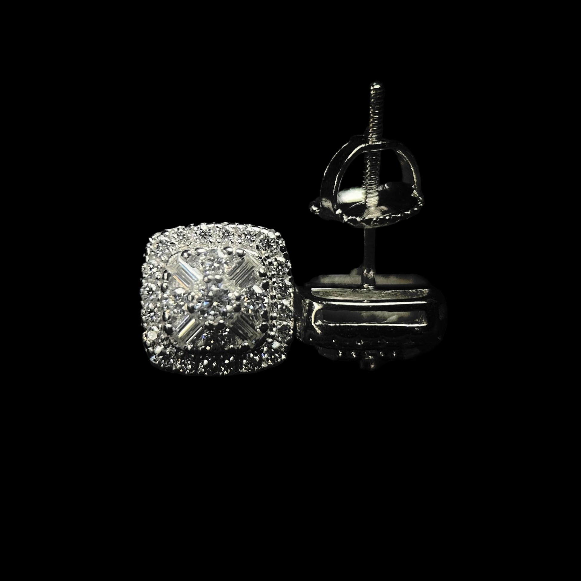 8MM VVS Round Square Emerald Cut Earrings