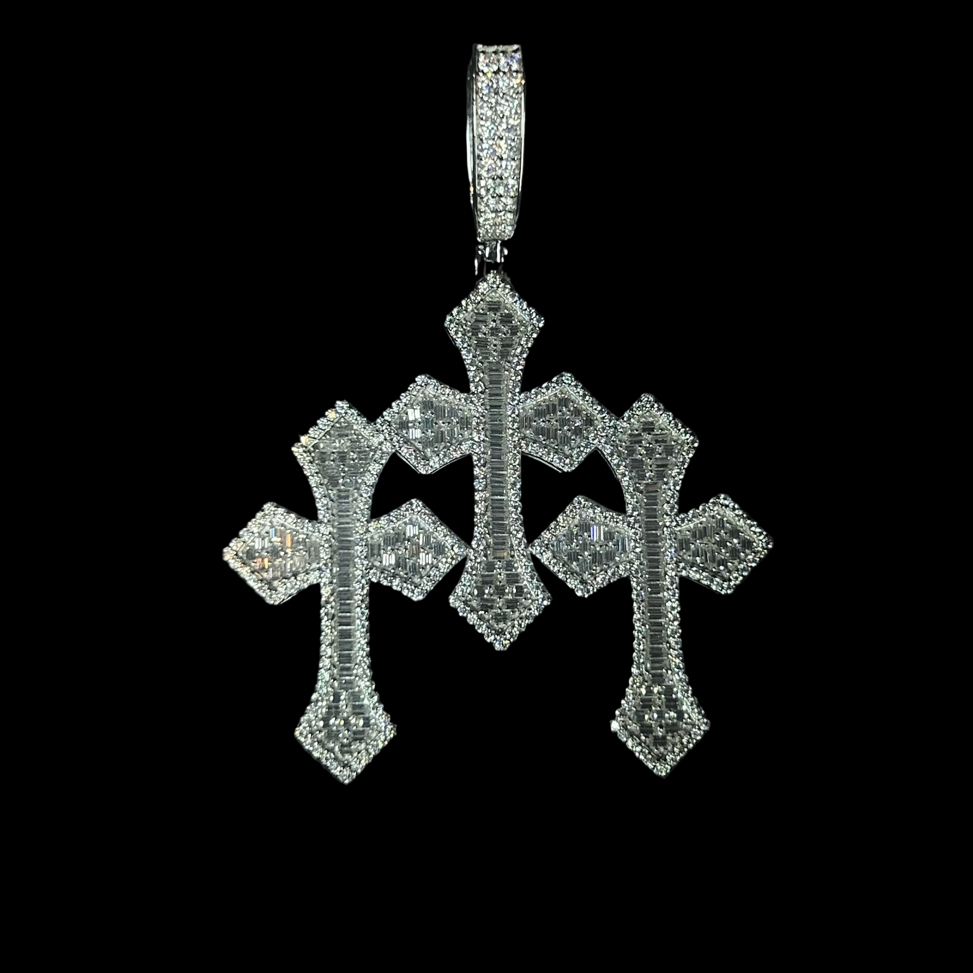 VVS Triple Cross Baguette Pendant