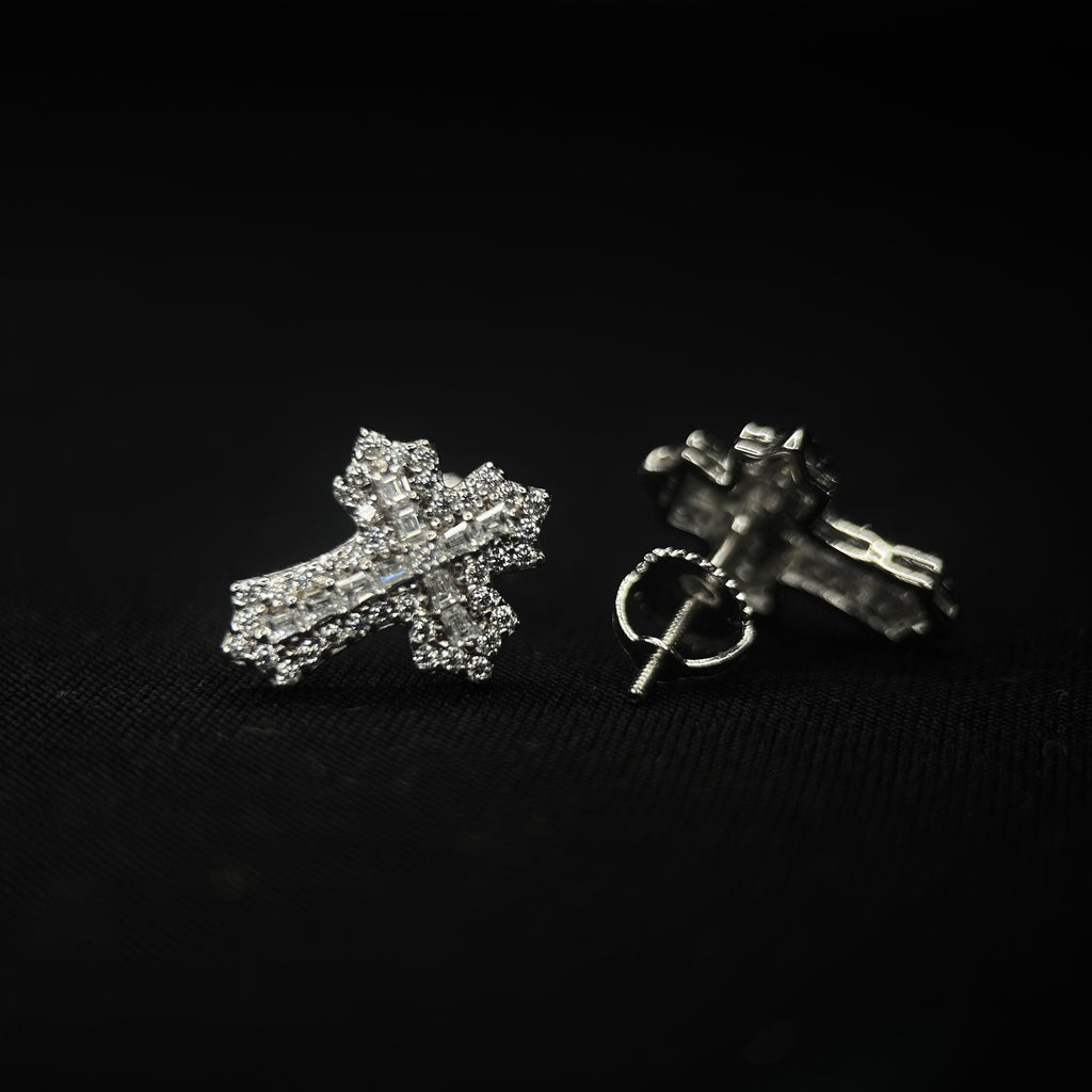 15.5MM VVS Baguette Cross Earrings