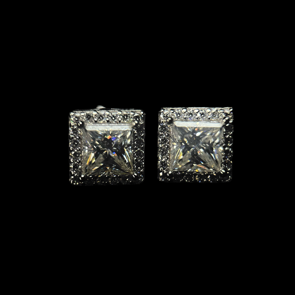 8MM VVS Princess Cut Halo Earrings