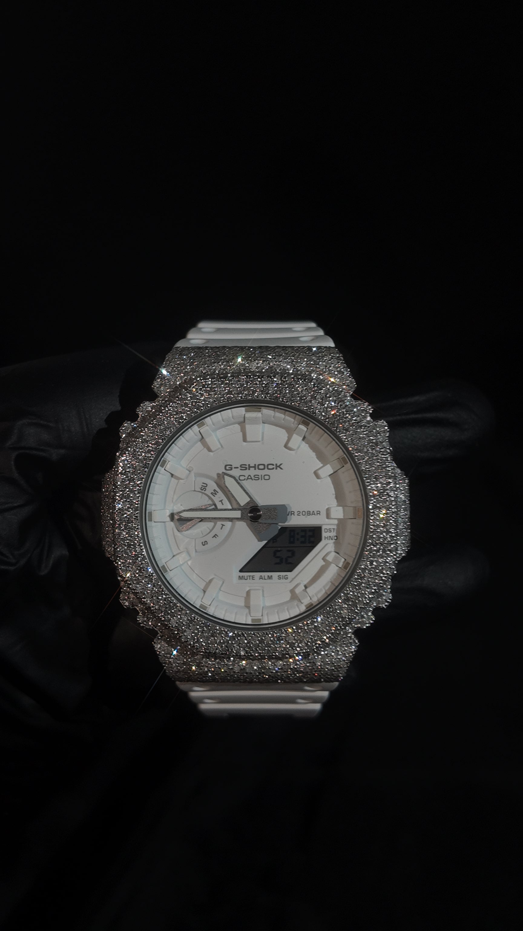 All White Natural Diamond G Shock Watch
