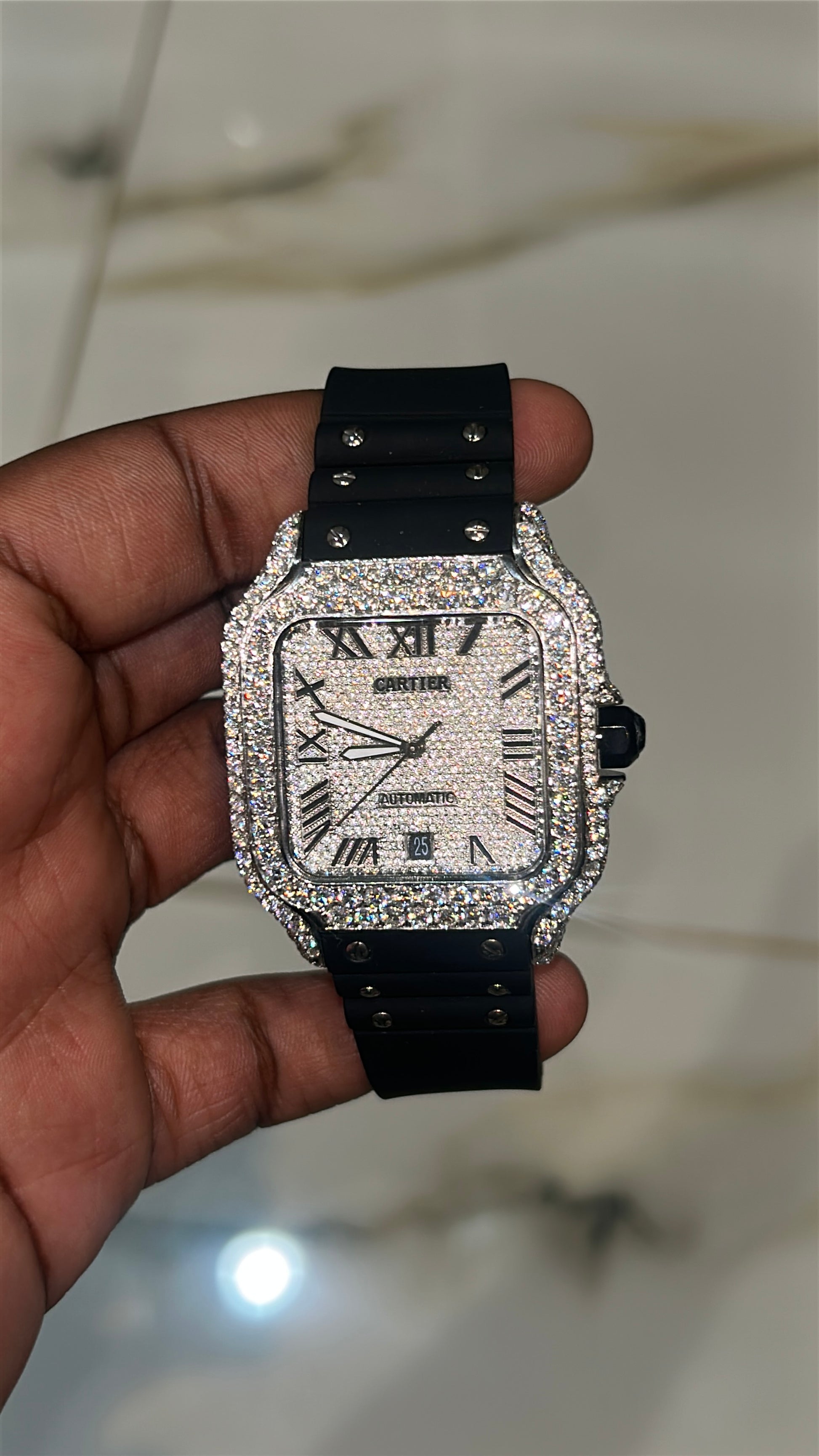 CS Iced Out Watch W/ Black Silicone Strap