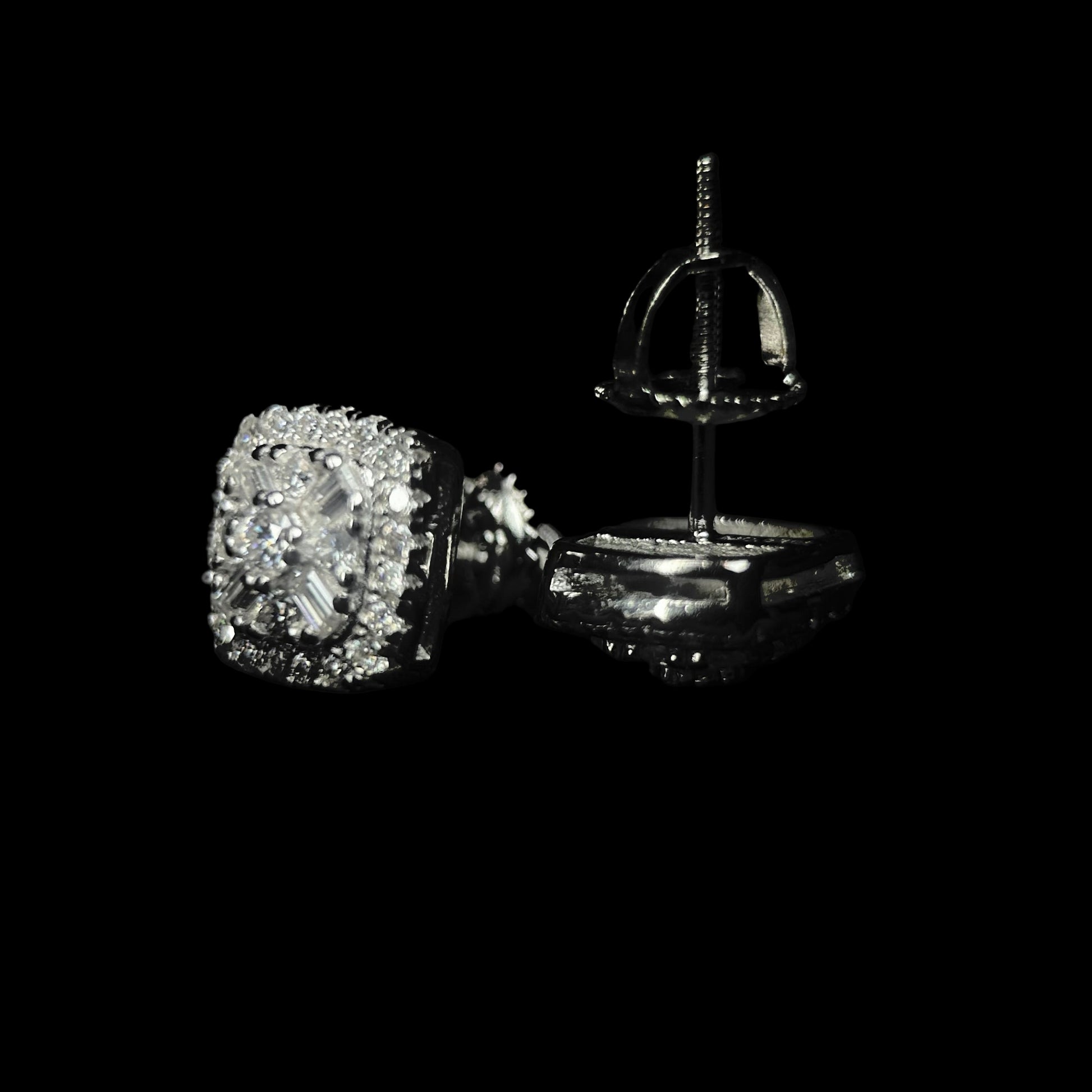 8MM VVS Round Square Emerald Cut Earrings