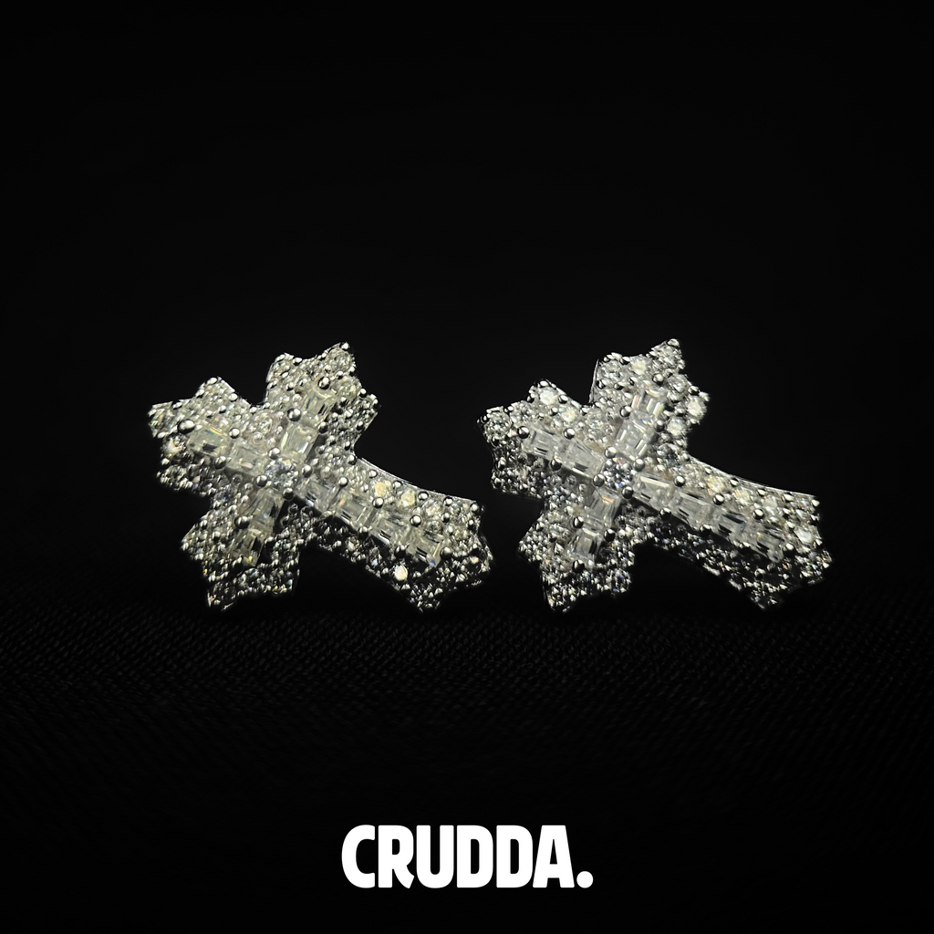 15.5MM VVS Baguette Cross Earrings