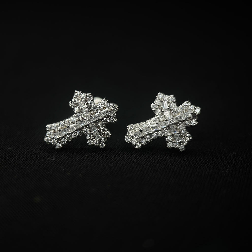 15.5MM VVS Baguette Cross Earrings