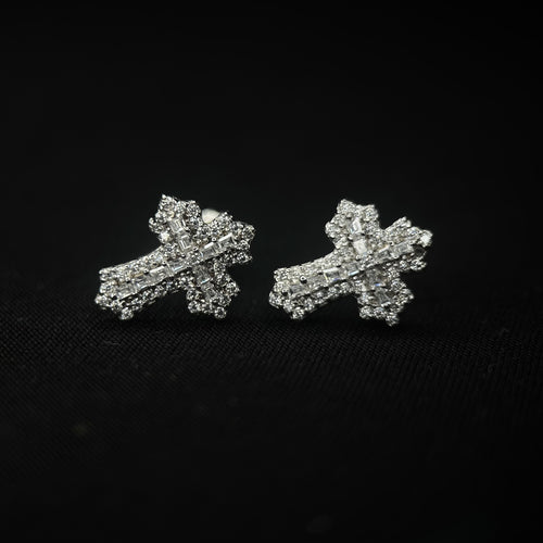 15.5MM VVS Baguette Cross Earrings