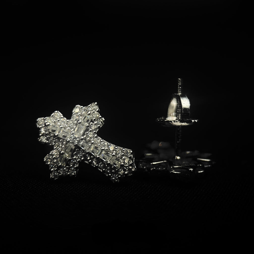 15.5MM VVS Baguette Cross Earrings
