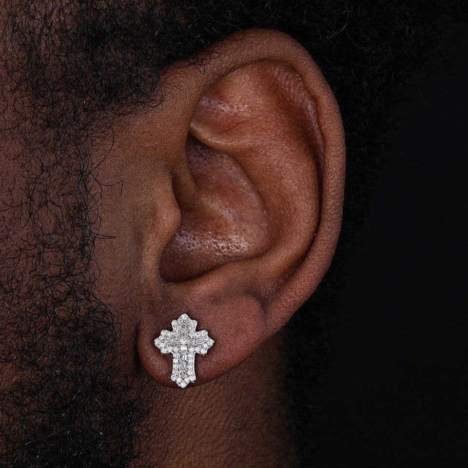 15.5MM VVS Baguette Cross Earrings
