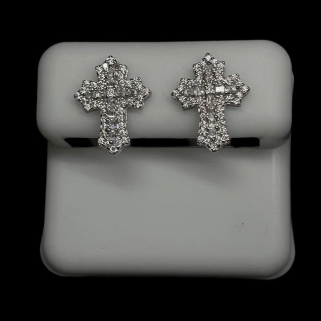 15.5MM VVS Baguette Cross Earrings