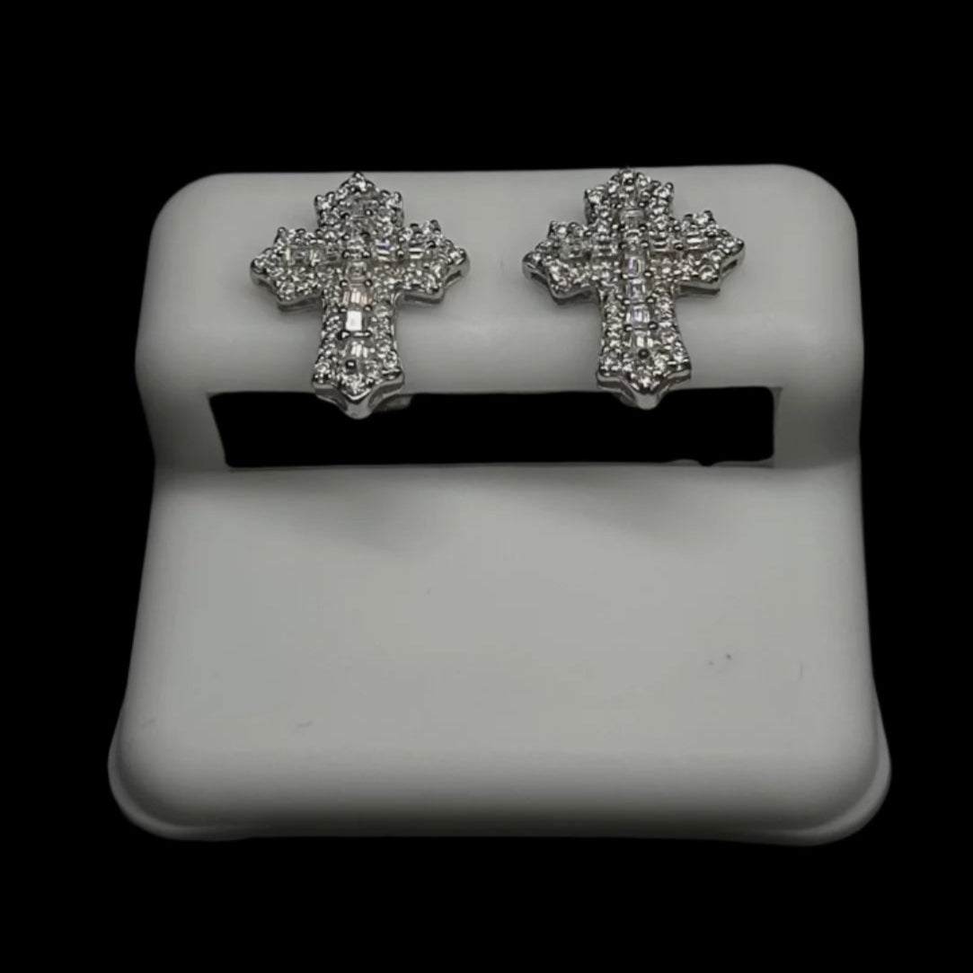 15.5MM VVS Baguette Cross Earrings