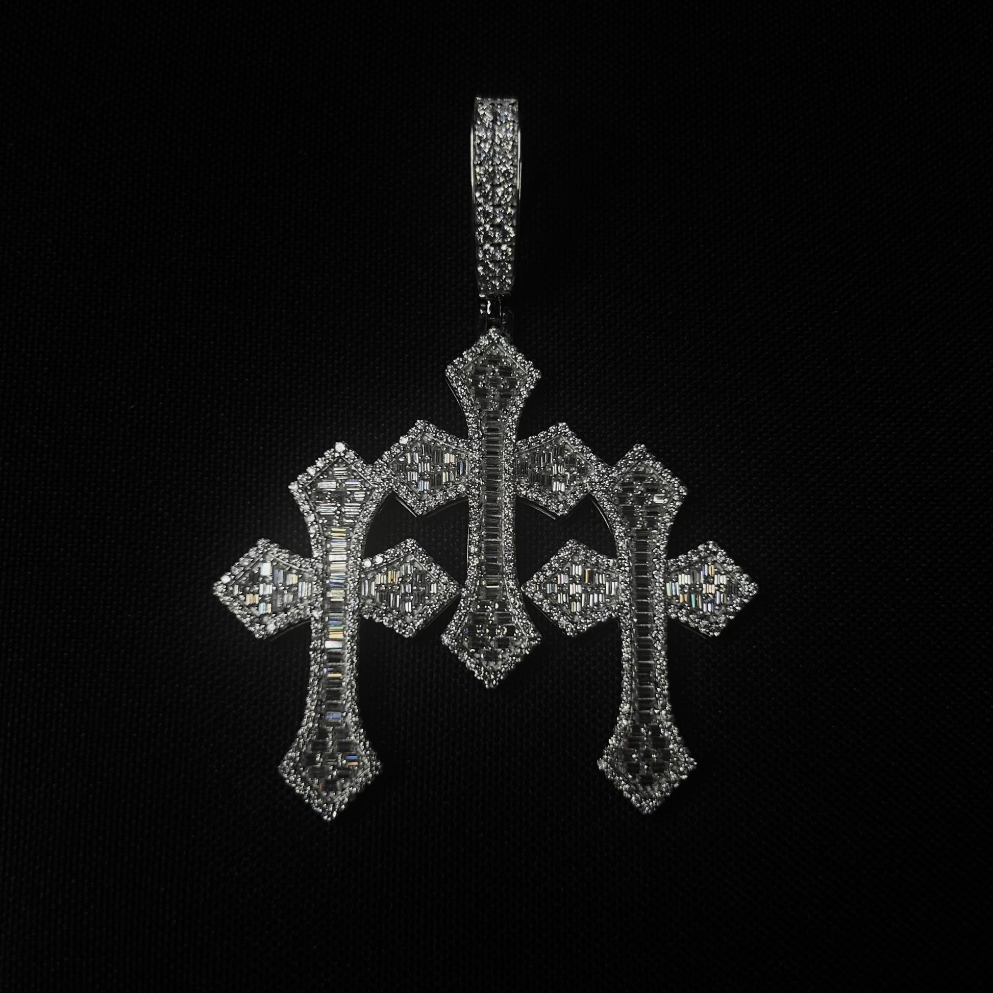 VVS Triple Cross Baguette Pendant