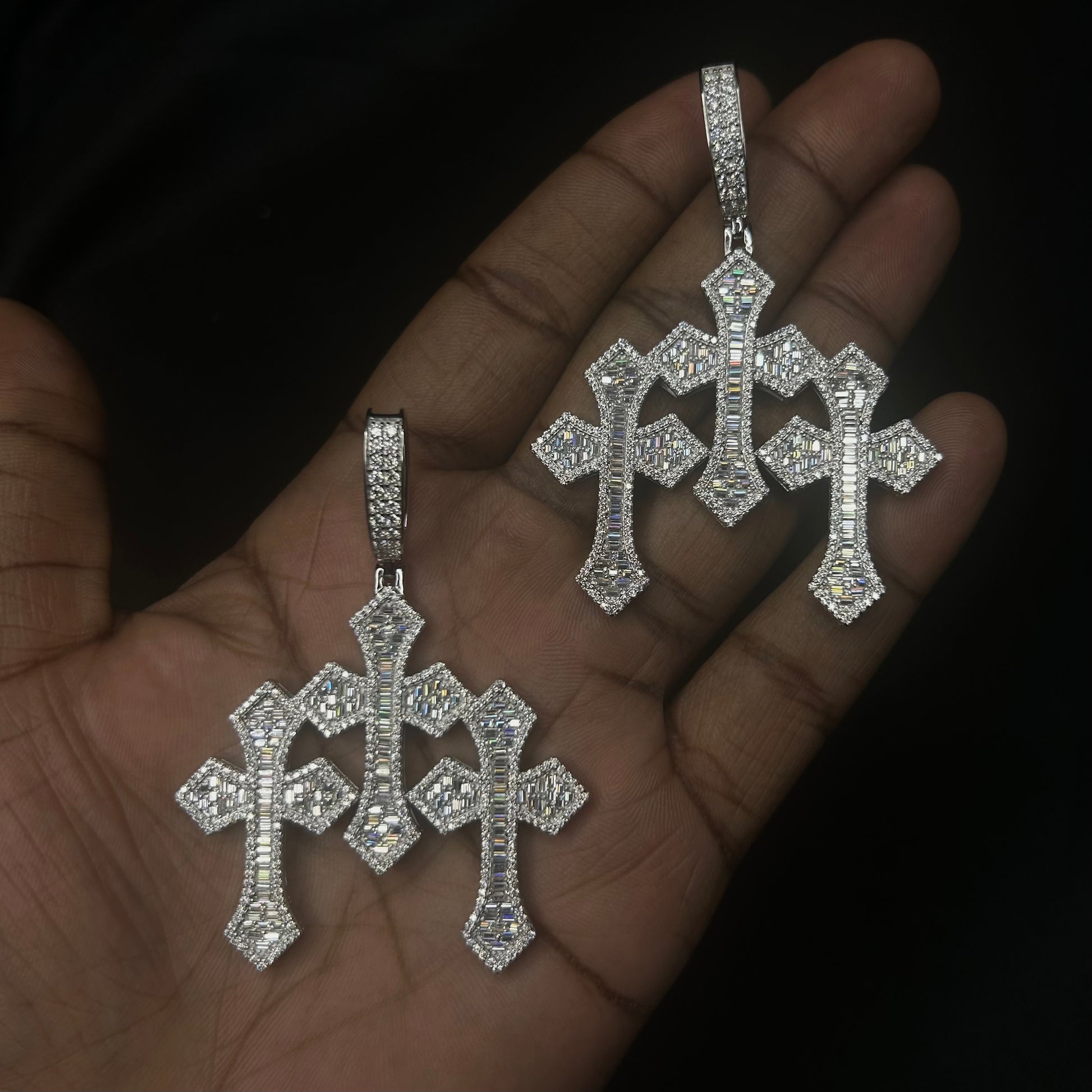 VVS Triple Cross Baguette Pendant
