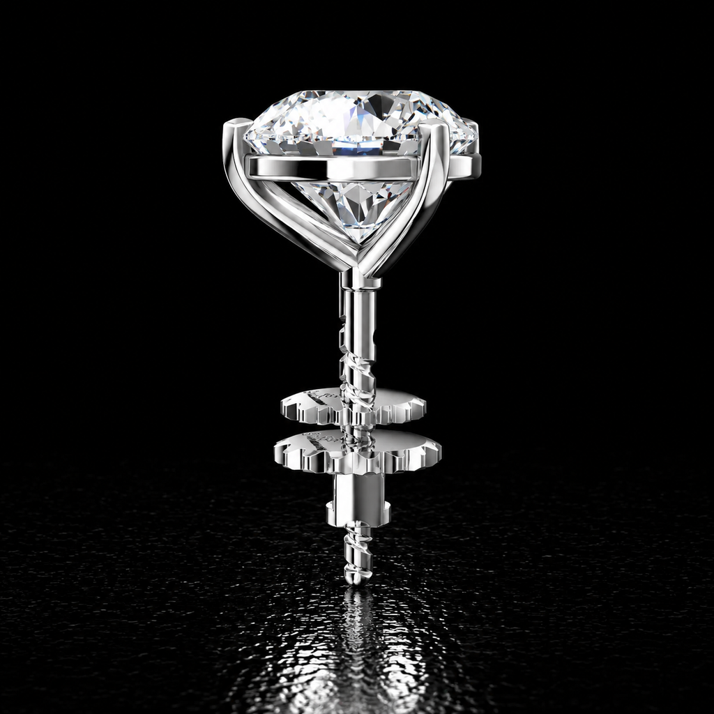 14K Solid Gold 3-Prong Martini Round Lab Diamond Stud Earrings