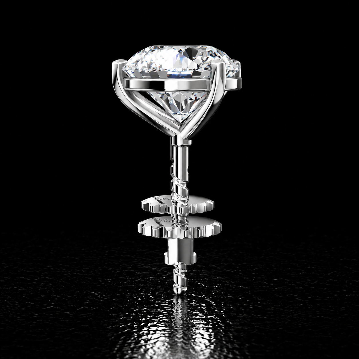 14K Solid Gold 3-Prong Martini Round Lab Diamond Stud Earrings