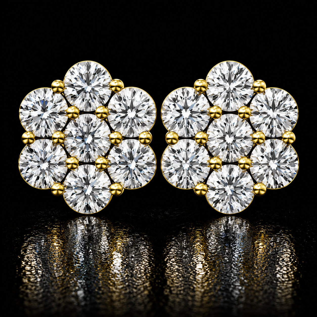 1CT Lab Diamond .925 Silver Flower Cluster Earrings