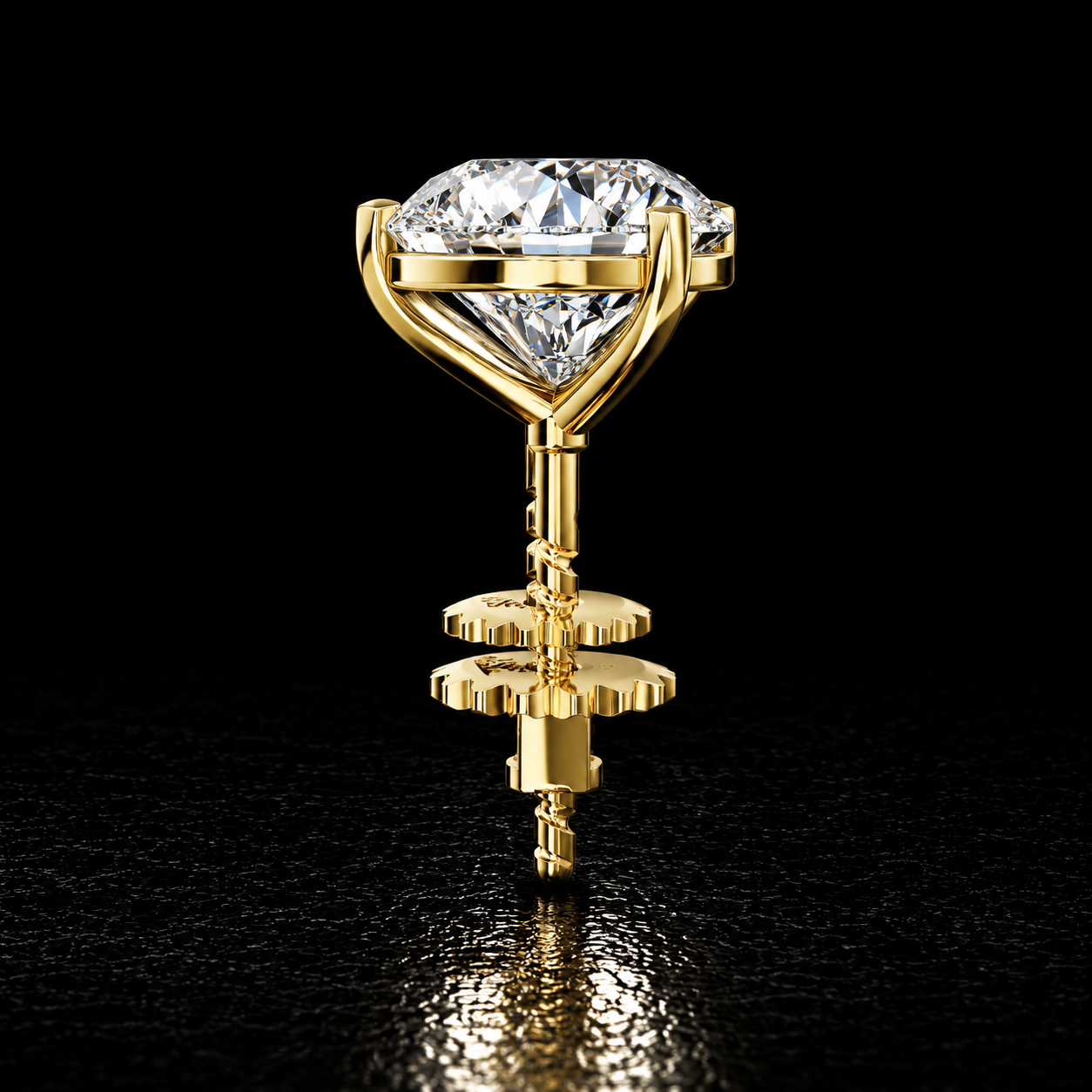 14K Solid Gold 3-Prong Martini Round Lab Diamond Stud Earrings