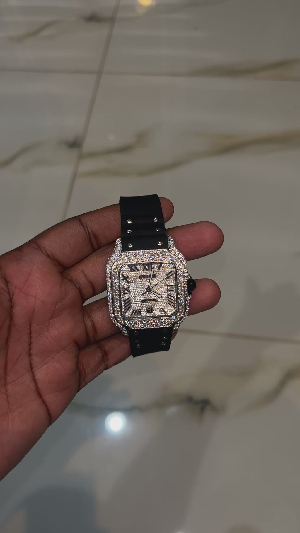 CS Iced Out Watch W/ Black Silicone Strap