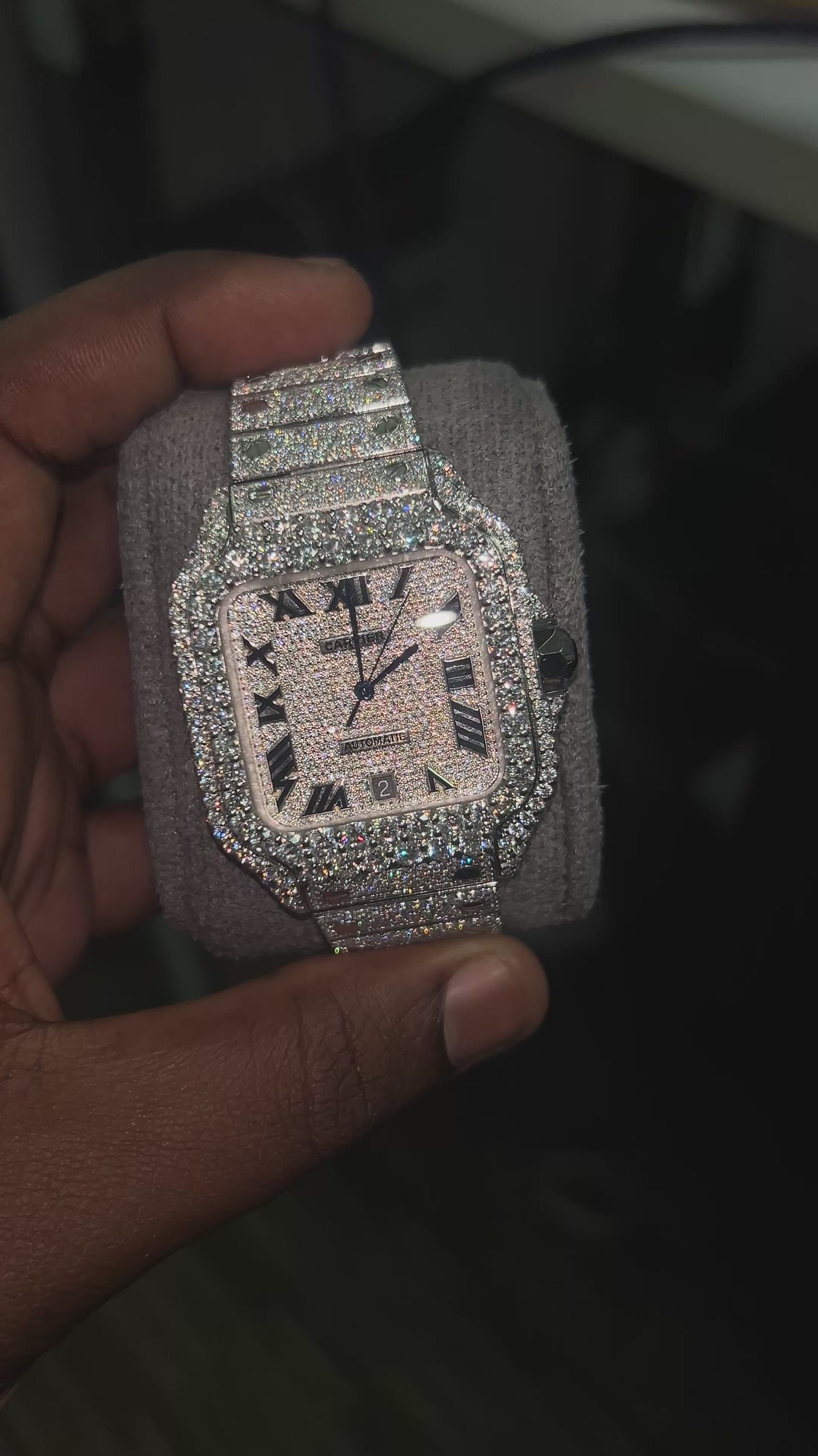 CS Roman Dial Fully Iced Out Watch