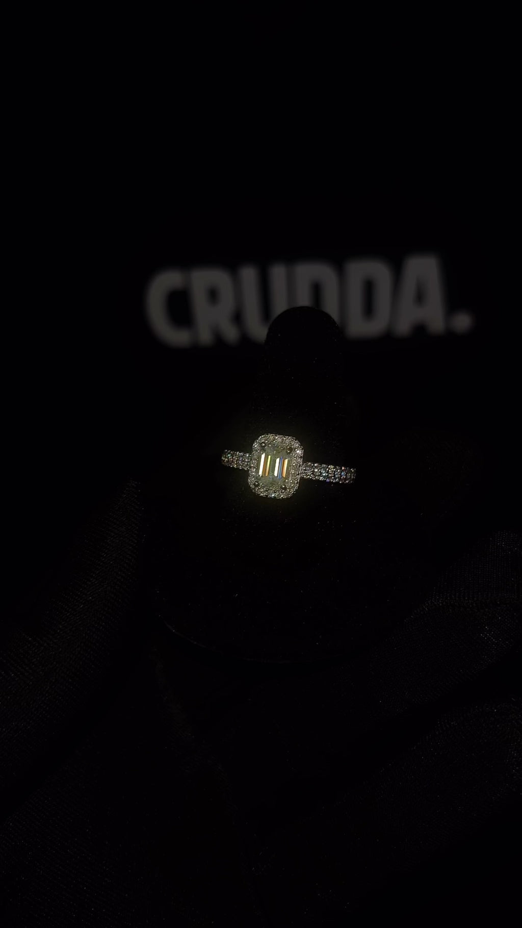7MM VVS Emerald Cut Halo Ring