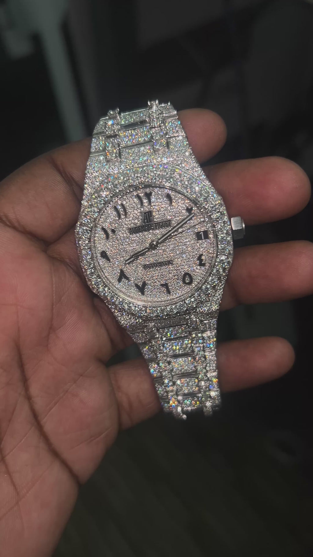 APRO Arabic Dial Fully Iced Out Watch