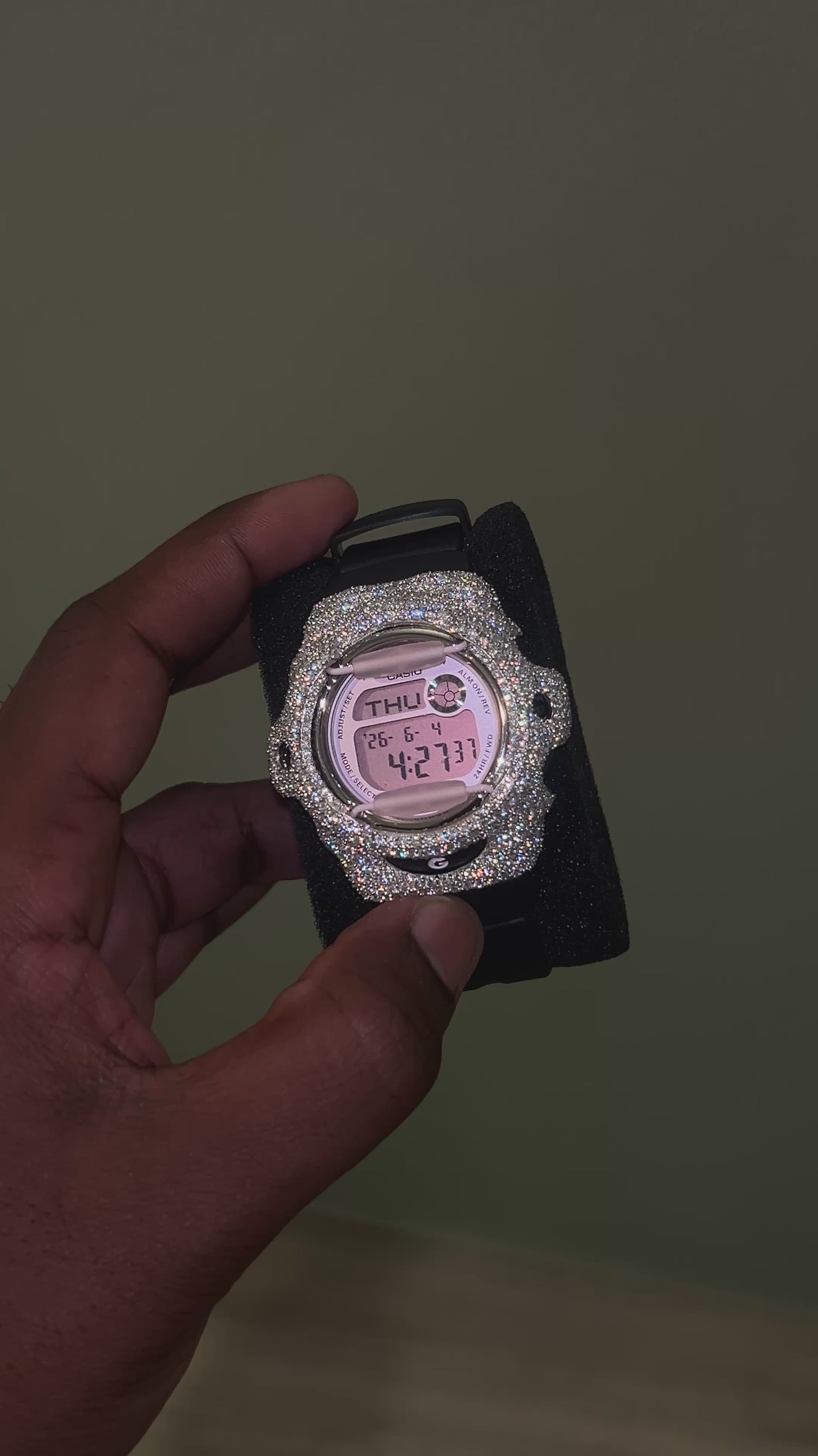 Pink/Black Custom Iced Out Baby G