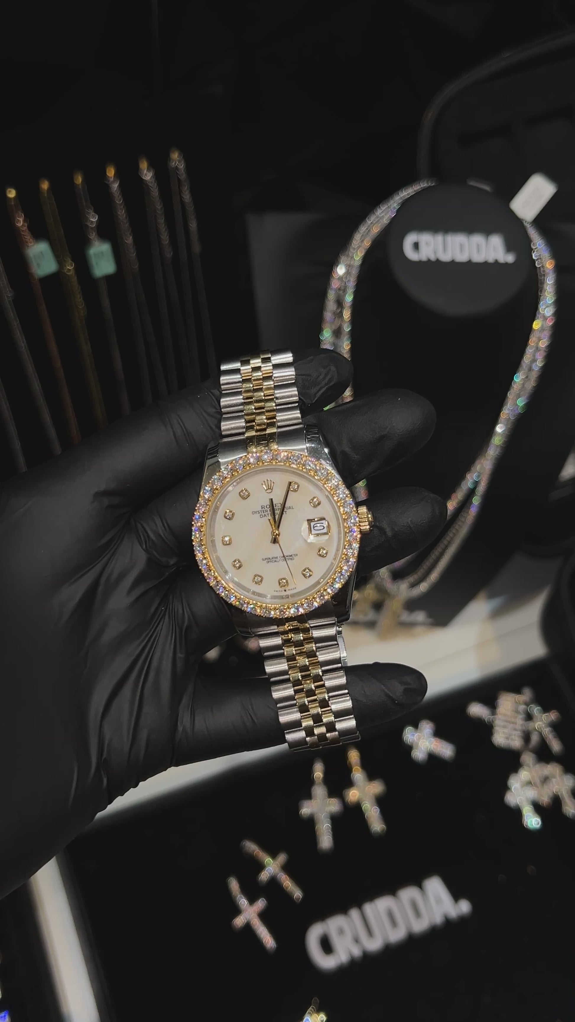 RDJ Pearl Face With Iced Out Bezel