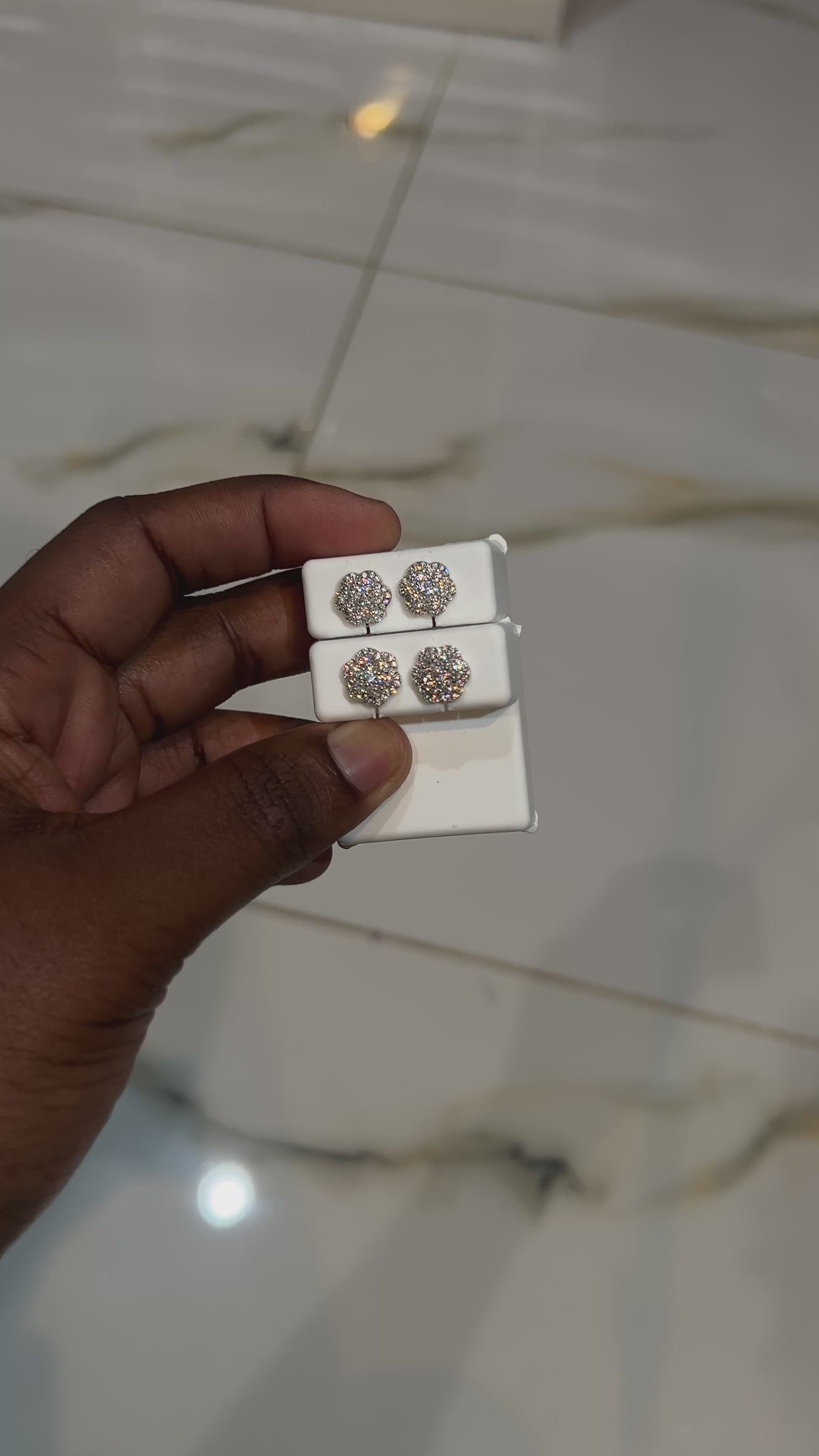 10MM VVS Layered Flower Cluster Earrings (White)